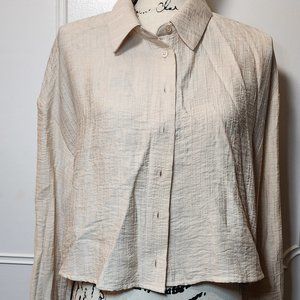 Crop top long sleeve button up blouse